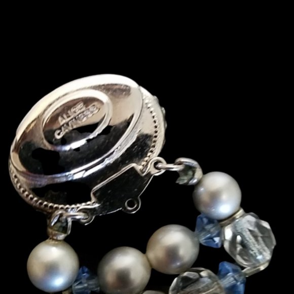 Vintage Alice Caviness Wide Crystal and Pearl Bracelet - Picture 6 of 6